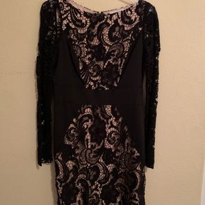 Black & Beige Lace Dress